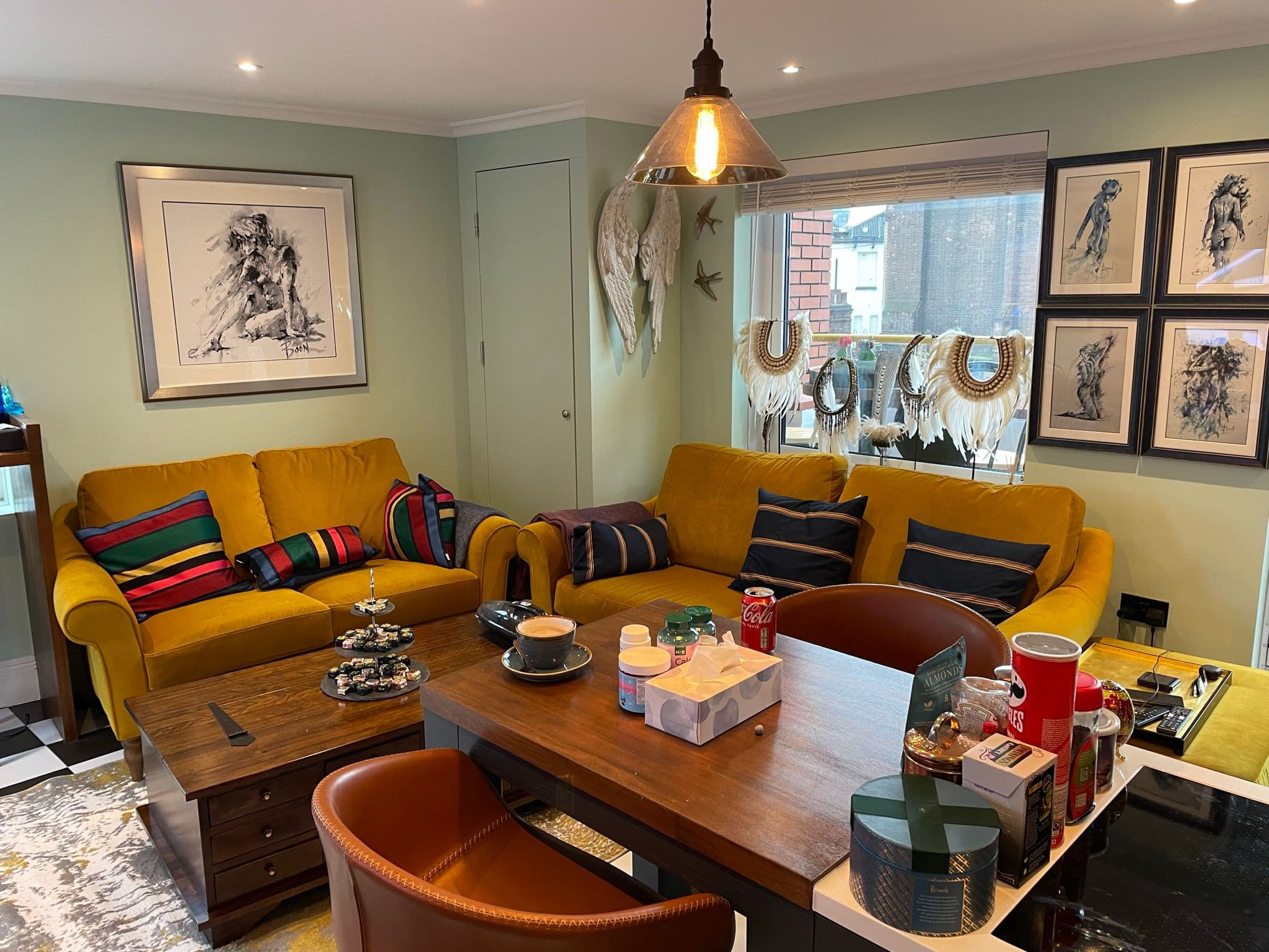 Finished living and dining space inside a central London apartment
