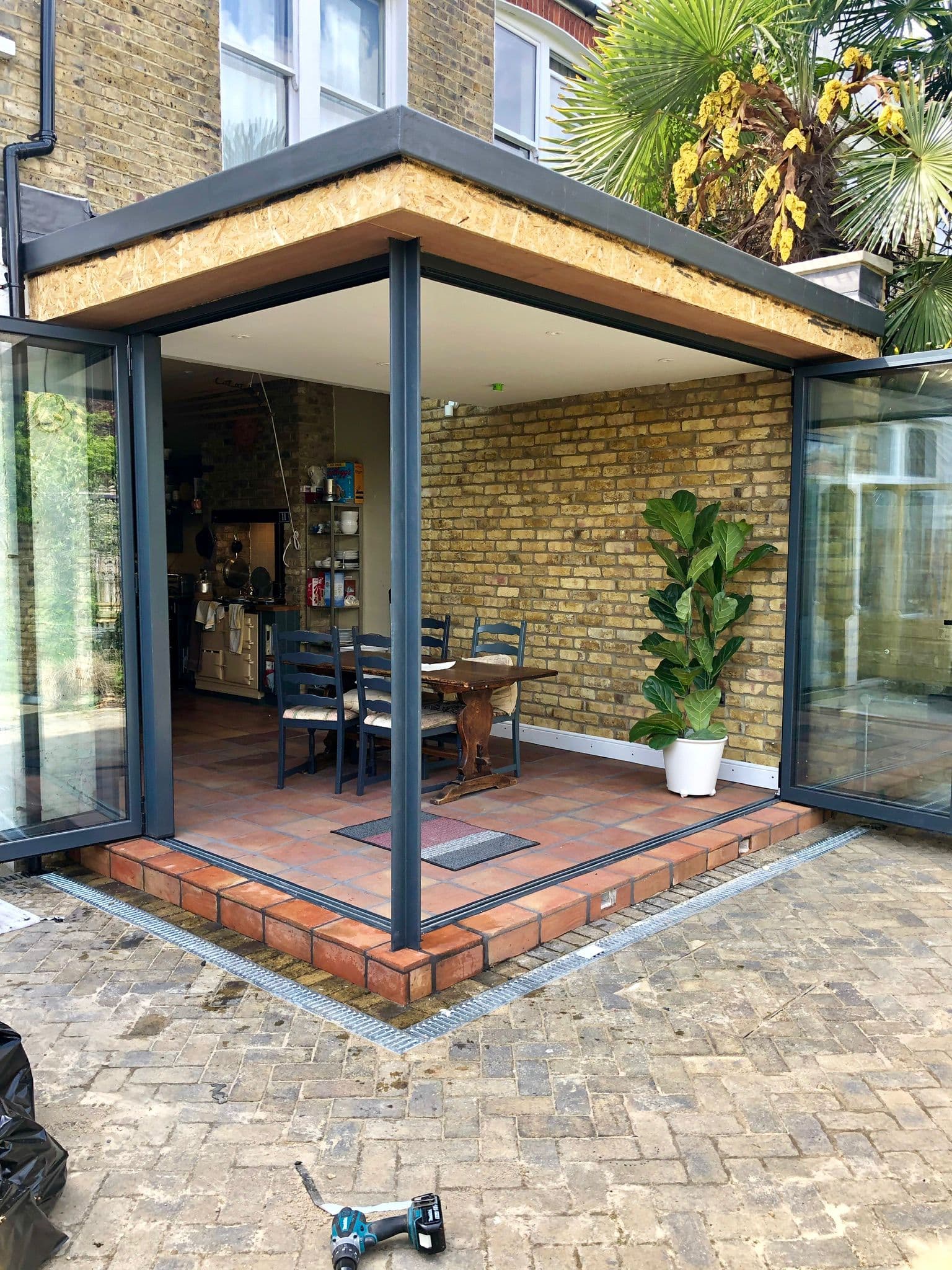 Brick garden-room extension exterior