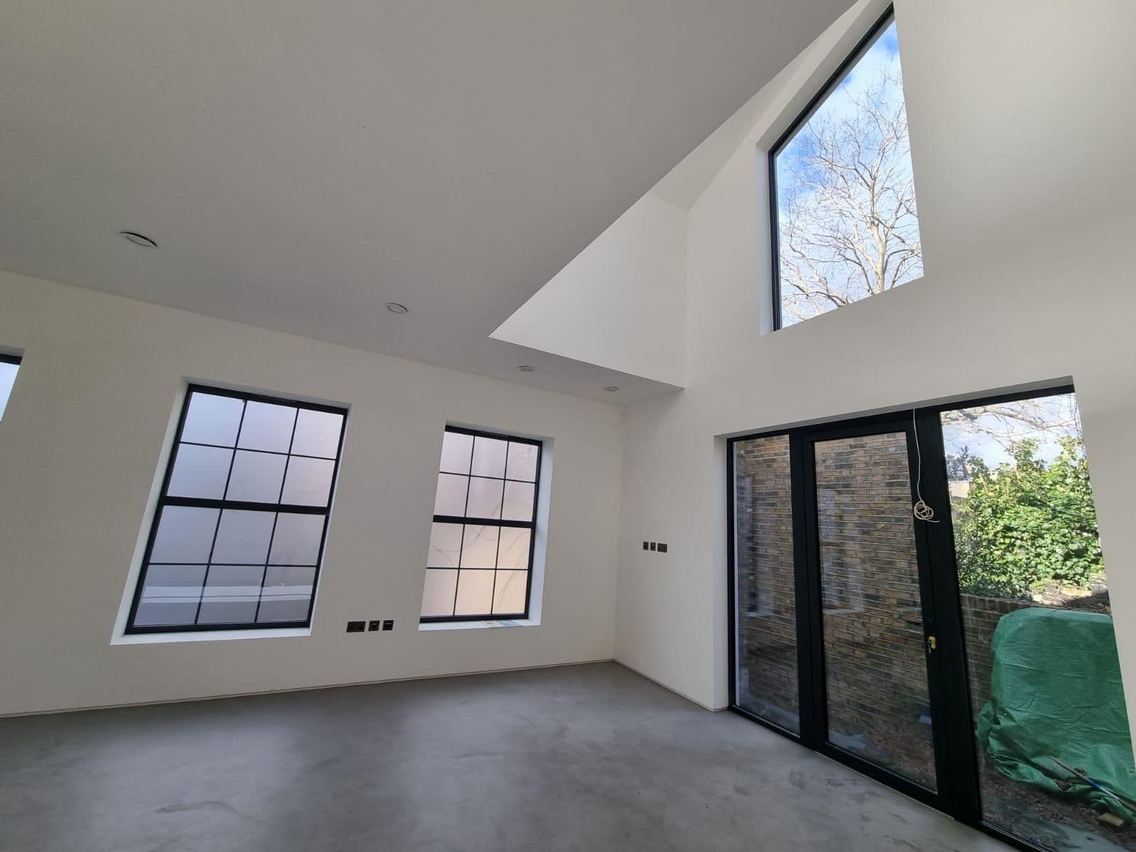 Garden view through extension doors