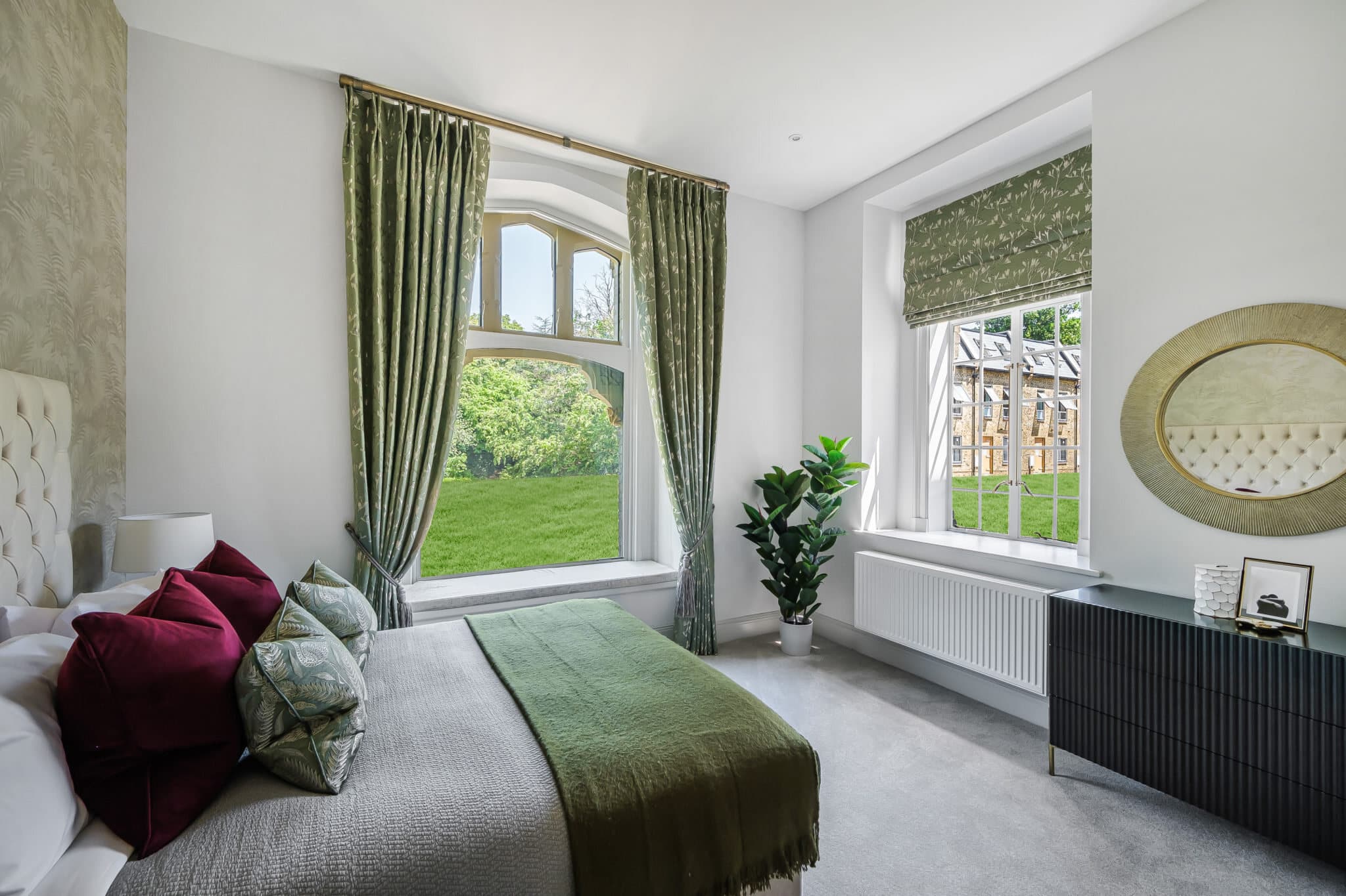 Principal bedroom with garden views