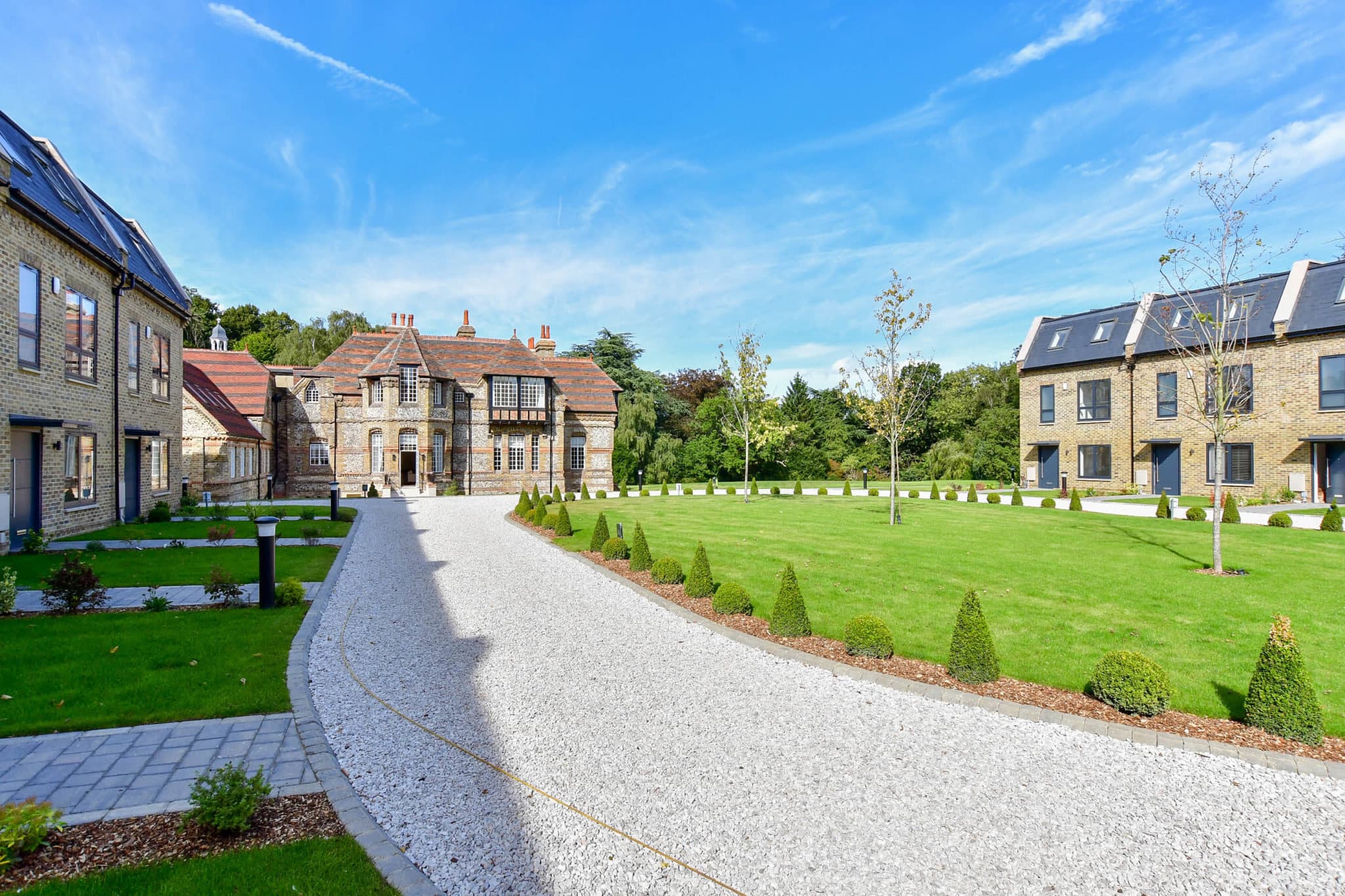 Completed courtyard crescent with formal lawn