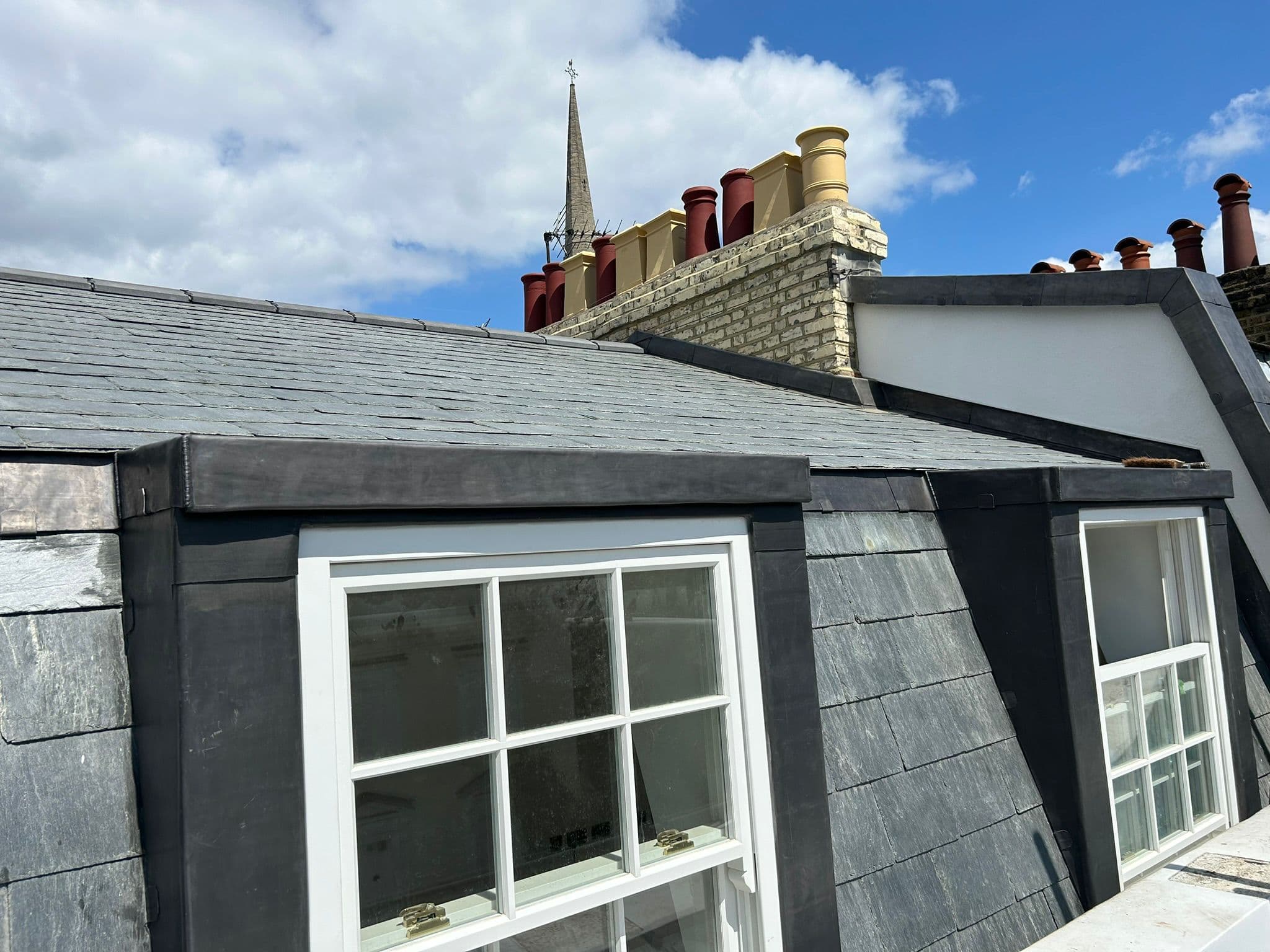 Roof construction detail during works